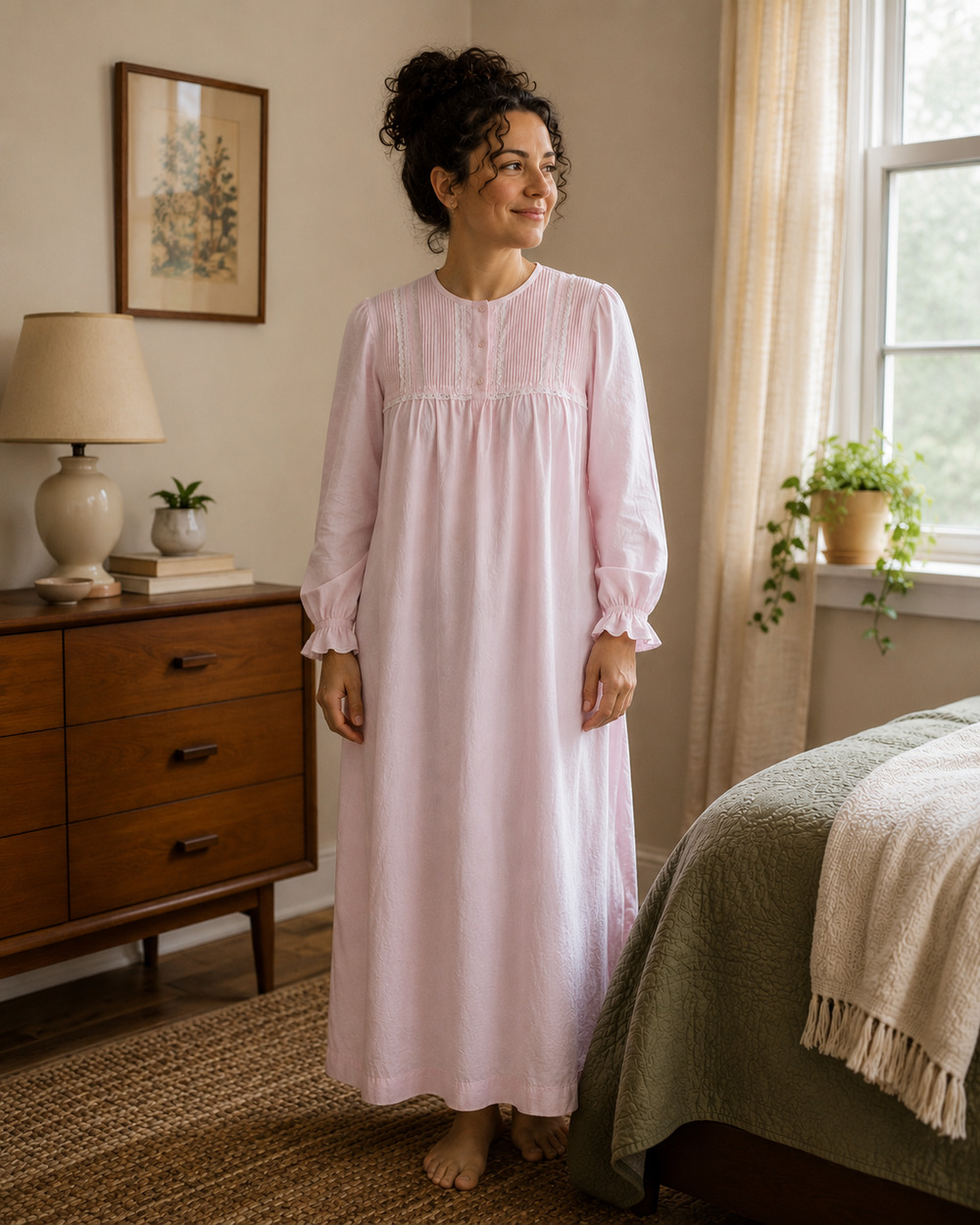 Vintage Barbizon Donnie Carla Pink Coral Nightgown Embroidered Size S